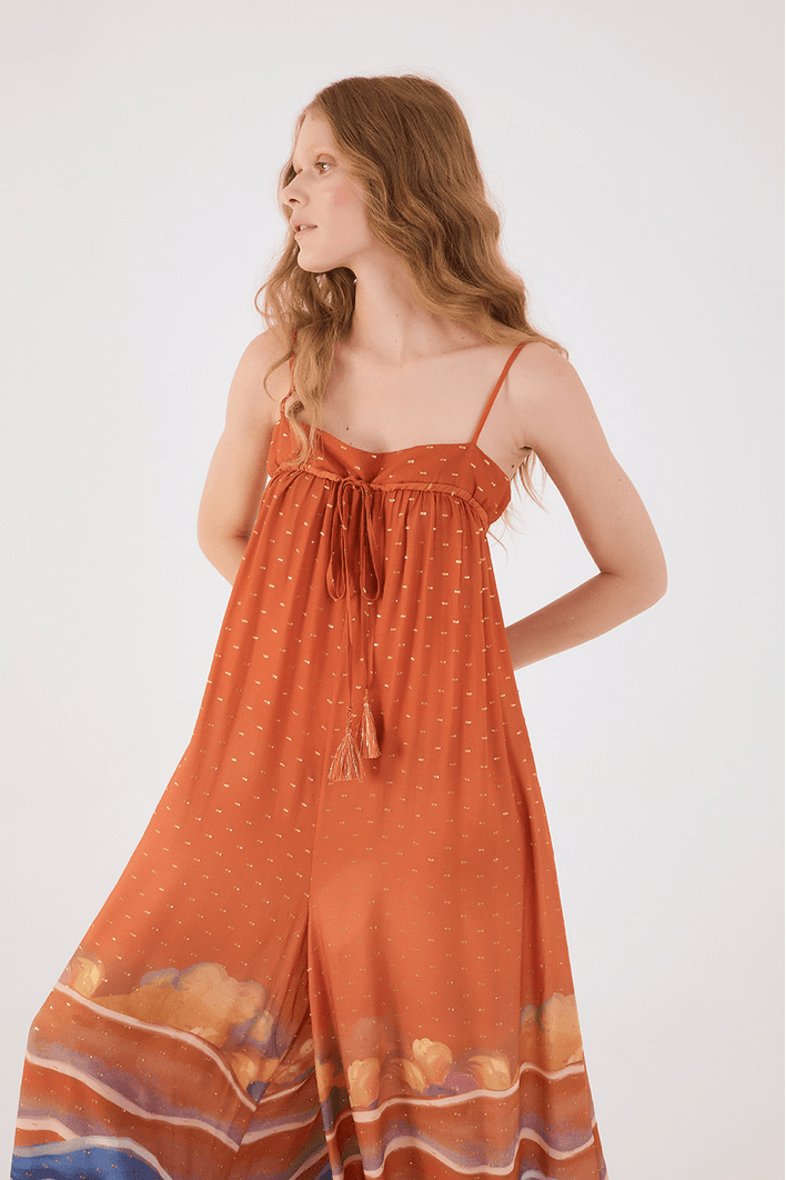 Macacão Lurex Estampa Maré Alta