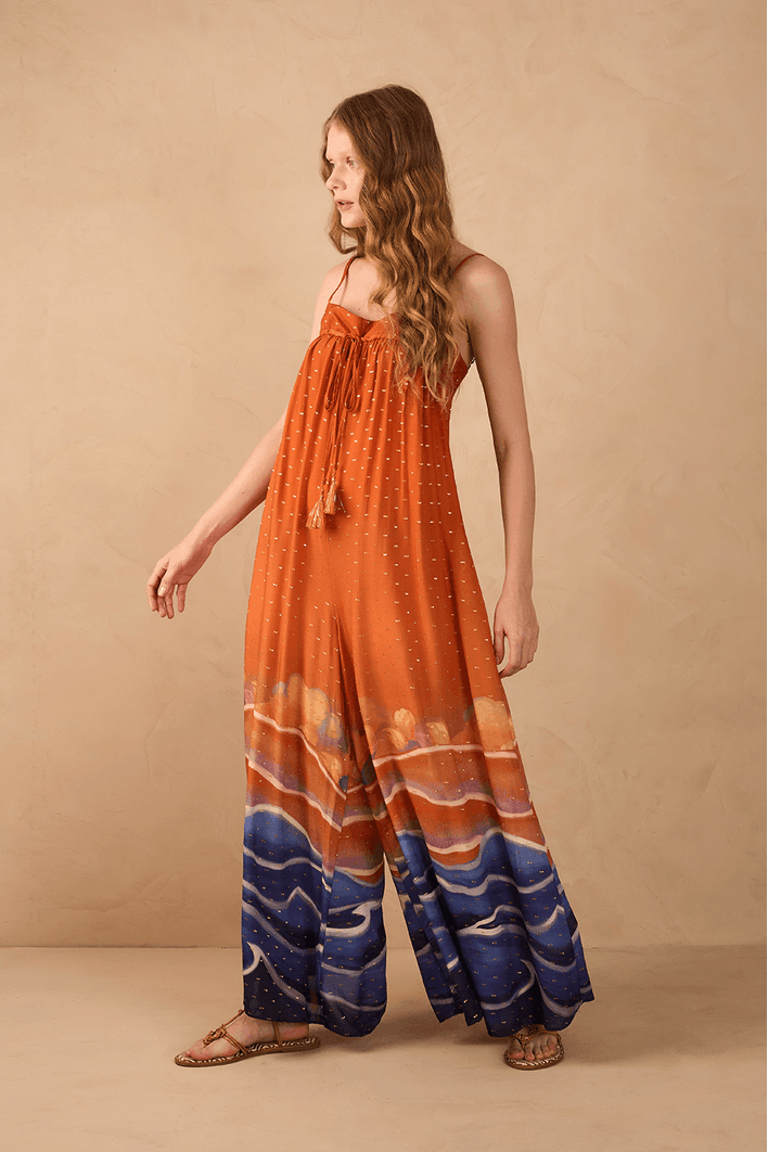 Macacão Lurex Estampa Maré Alta