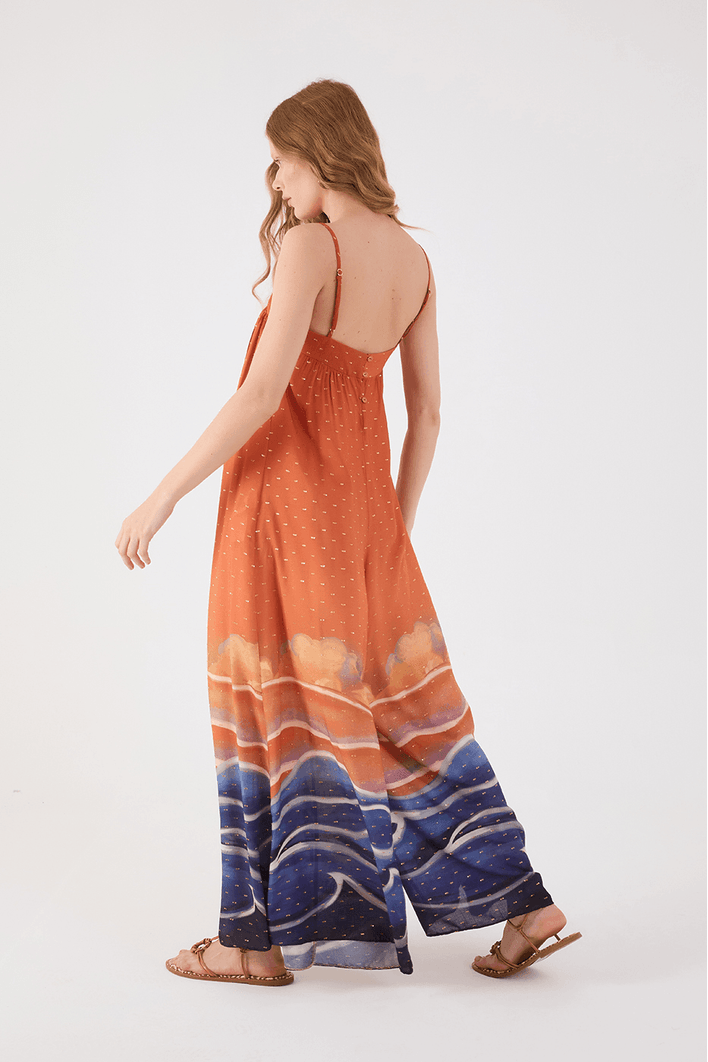 Macacão Lurex Estampa Maré Alta