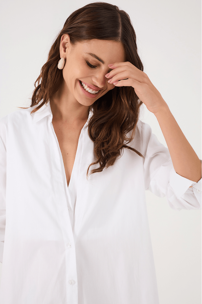 Vestido Chemisier Curto Algodão