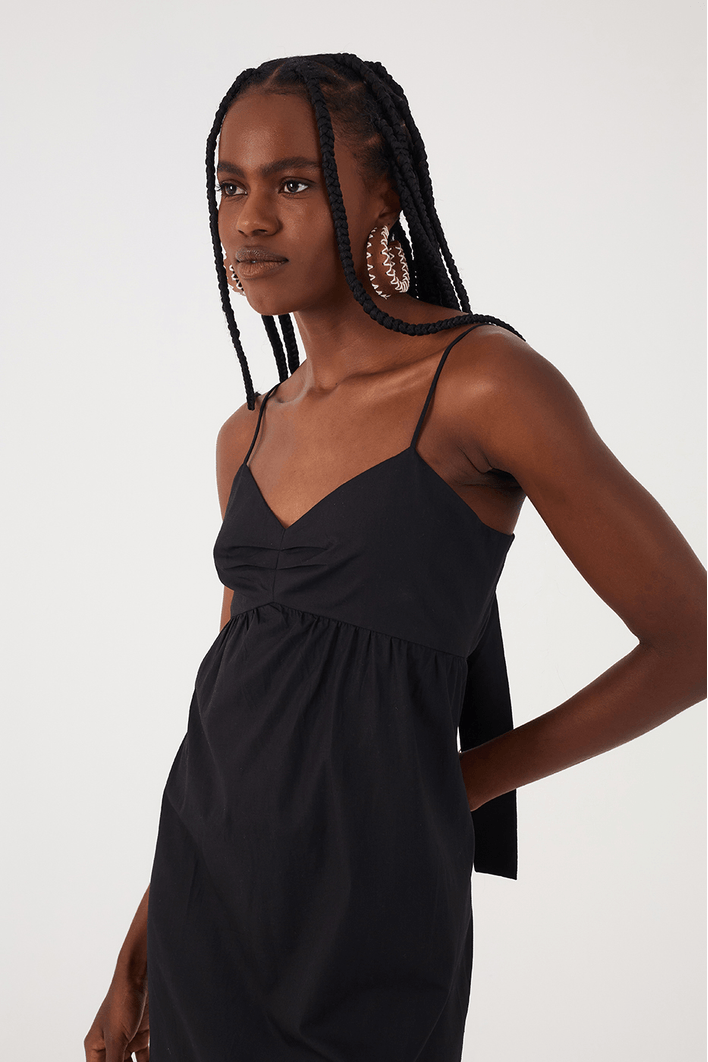 Vestido Cropped Algodão Bicolor