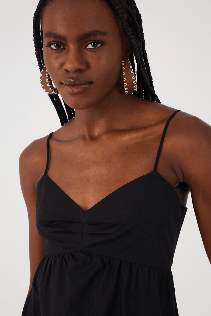 Vestido Cropped Algodão Bicolor