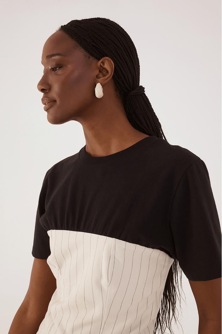 Blusa Corpete Estampa Risca de Giz