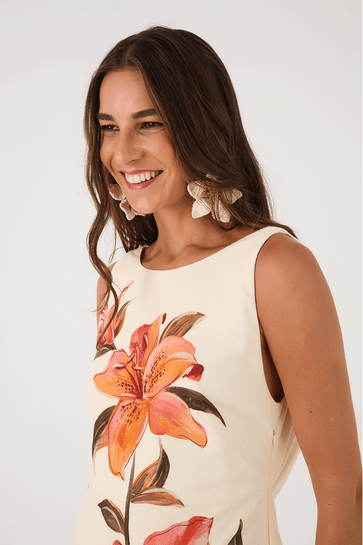 Vestido Linho Estampa Pólen