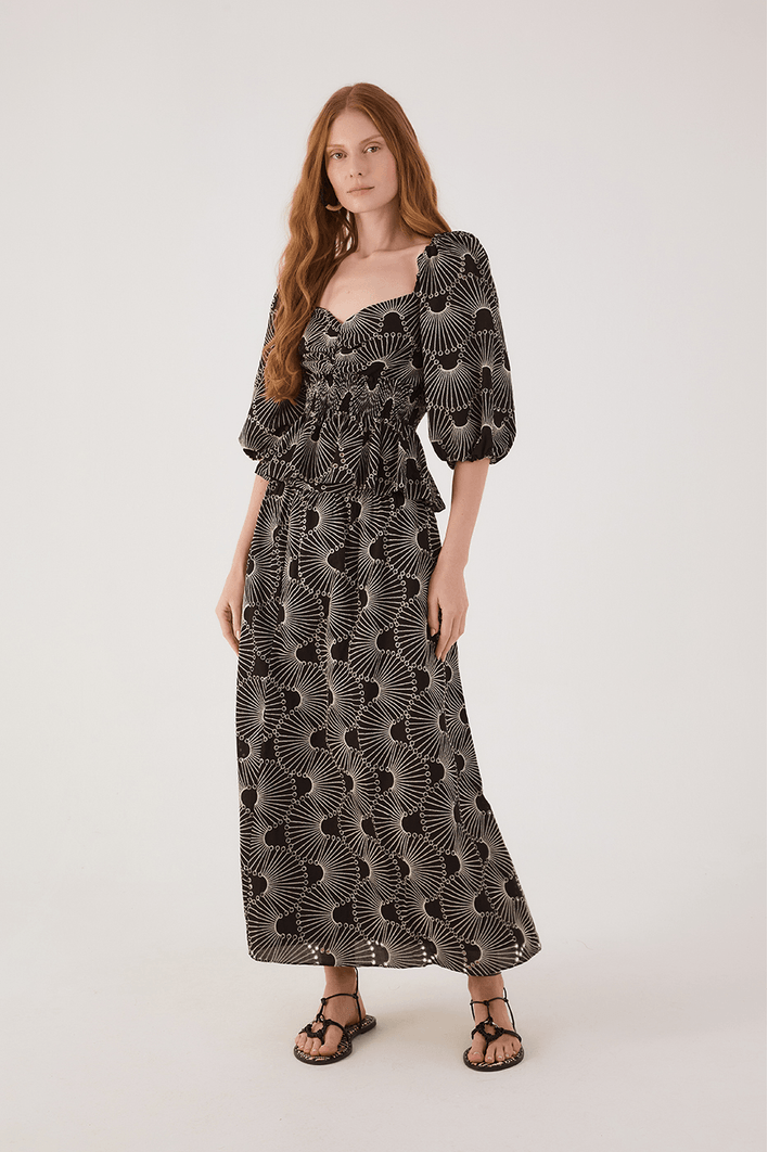 Saia Cropped Bordado Ondas