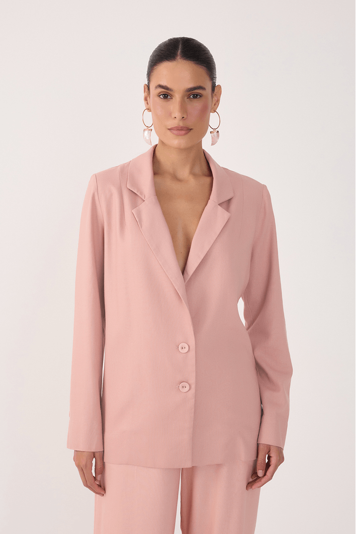 Blazer Linho Botão Manga