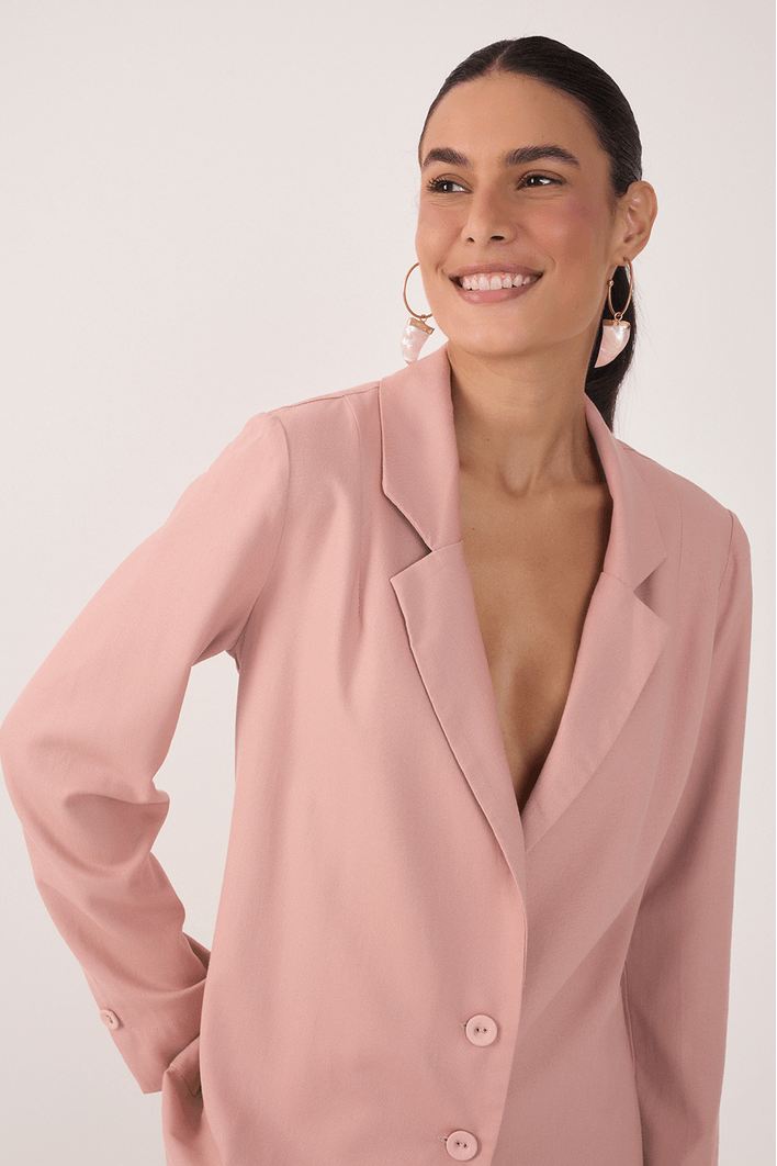 Blazer Linho Botão Manga