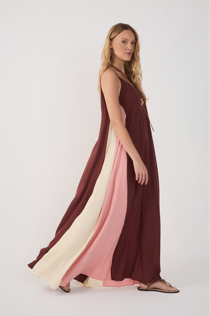 Vestido Cropped Crepe Recortes Color