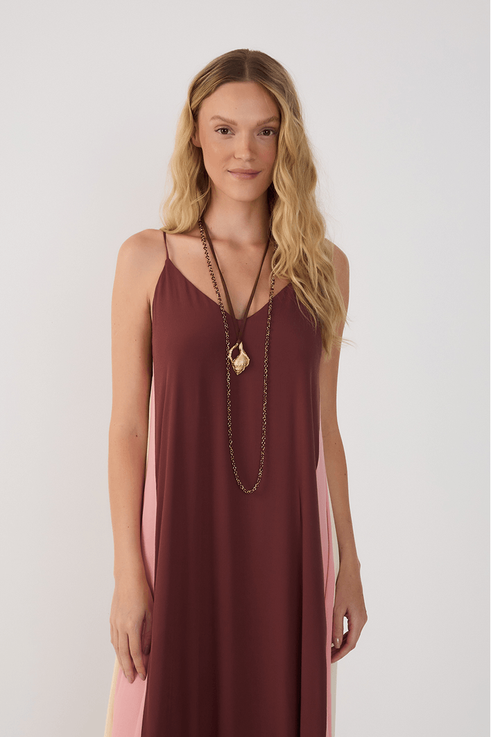 Vestido Cropped Crepe Recortes Color