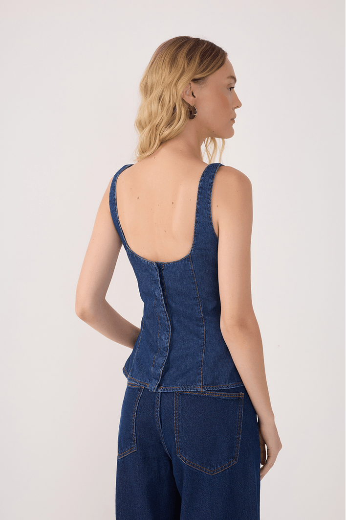Blusa Jeans Pregas
