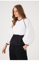 Blusa Algodão Bicolor Manga Raglan