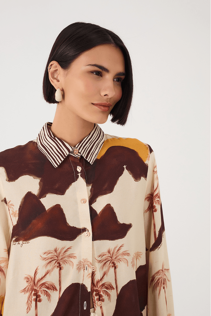 Camisa Cambraia Estampa Corcovado Mix