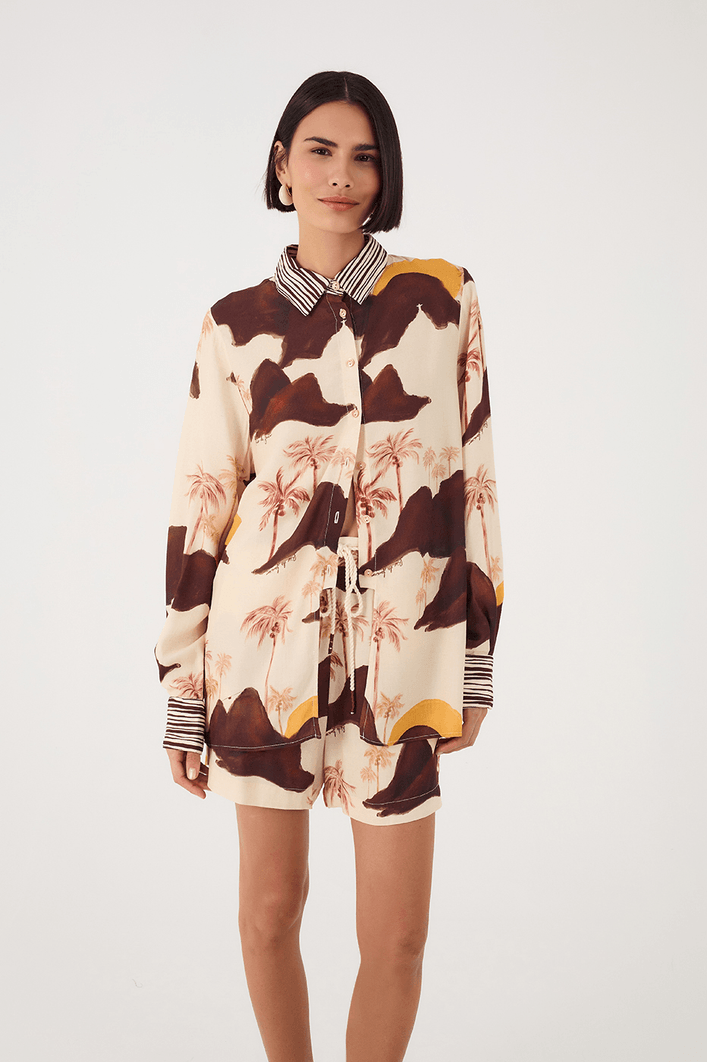 Camisa Cambraia Estampa Corcovado Mix