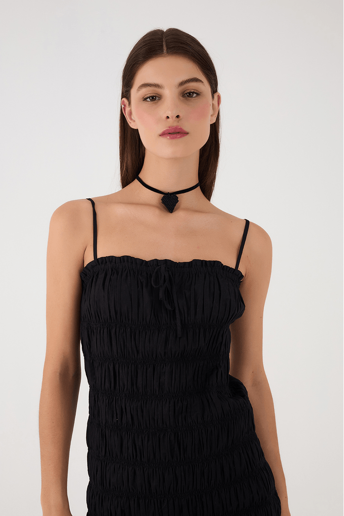 Vestido Curto Franzido