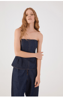 Blusa Jeans Sem Alça