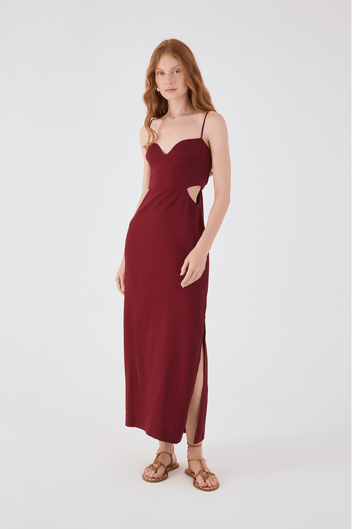 Vestido Cropped Linho Recortes