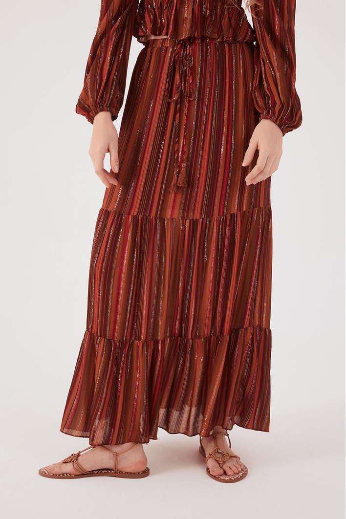 Saia Cropped Lurex Estampa Refúgio