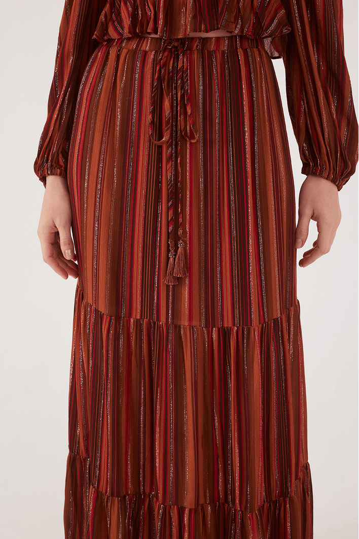 Saia Cropped Lurex Estampa Refúgio