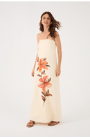 Vestido Longo Linho Estampa Pólen