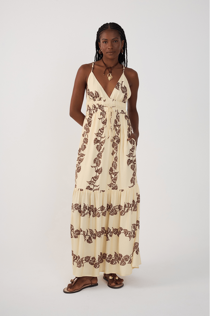 Vestido Longo Cambraia Estampa Inspira