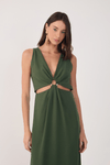 Vestido Midi Argola Decote Frente