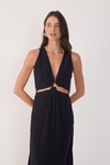 Vestido Midi Argola Decote Frente