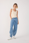Calça Jeans Barrel Transpassada
