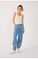 Calça Jeans Barrel Transpassada
