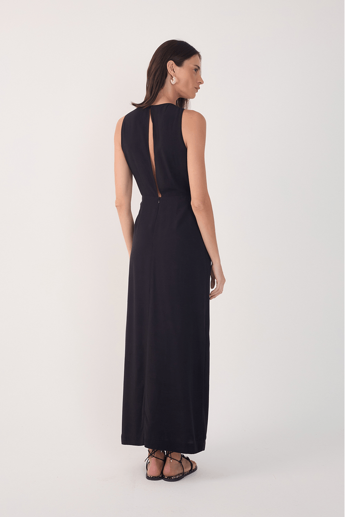 Vestido Midi Argola Decote Frente