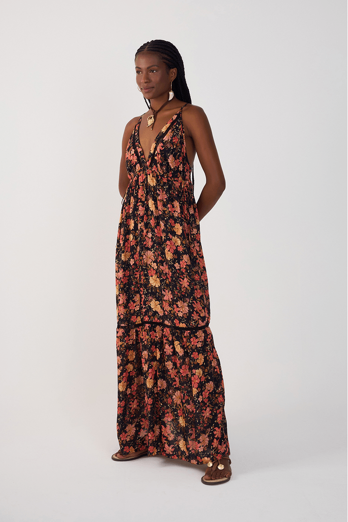 Vestido Cropped Lurex Estampa Encontro