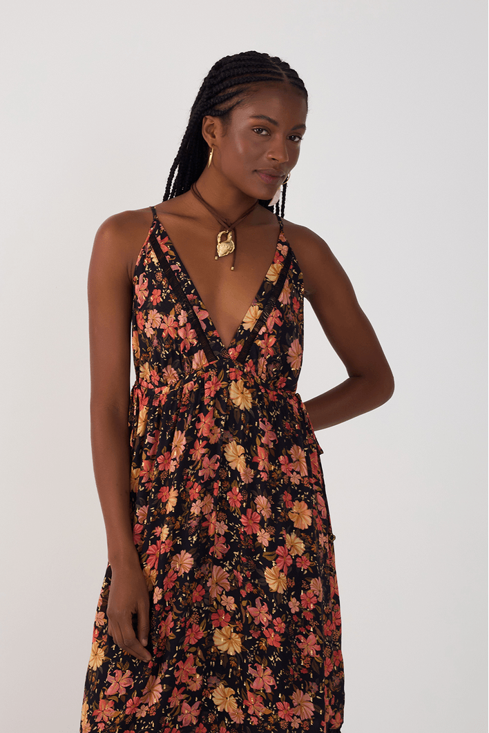Vestido Cropped Lurex Estampa Encontro