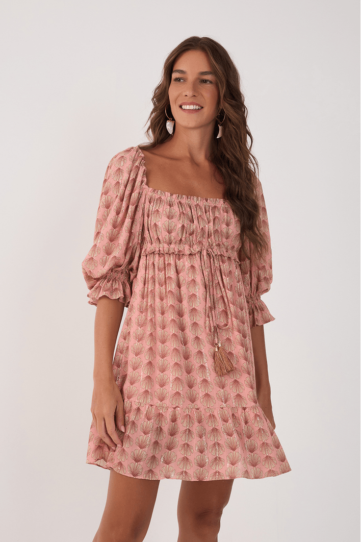 Vestido Lurex Estampa Maresia