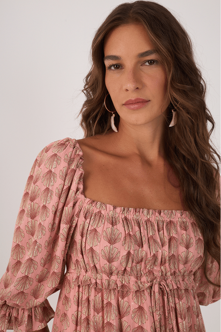 Vestido Lurex Estampa Maresia