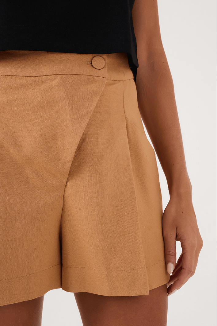 Short Linho Braguilha Deslocada