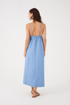 Vestido Midi Linho Busto Franzido