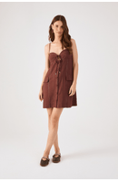 Vestido Curto Linho Lurex Botões