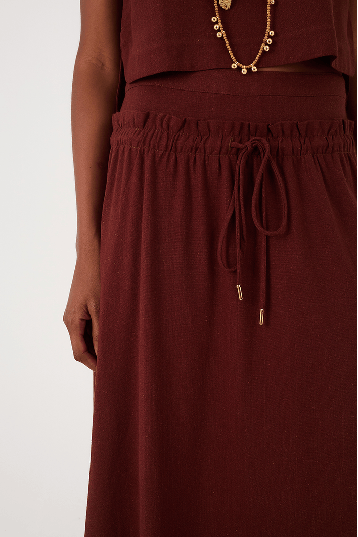 Saia Linho Midi Amarração