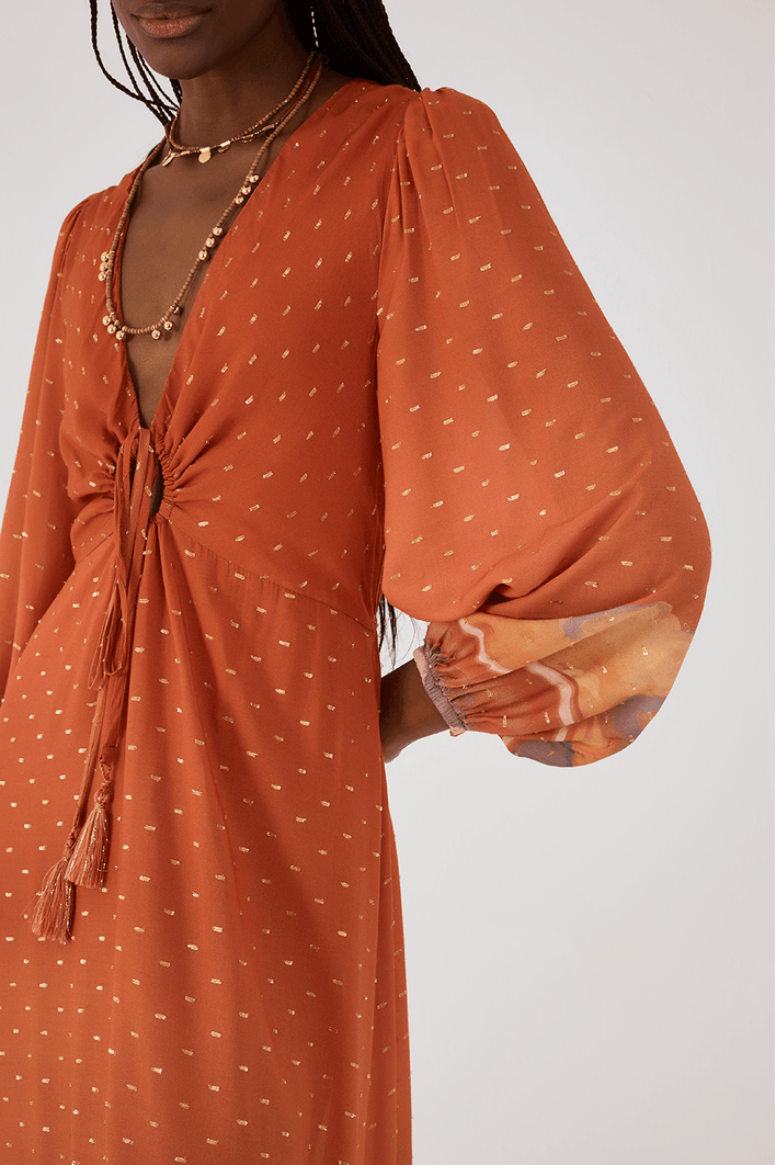 Vestido Cropped Lurex Estampa Maré Alta