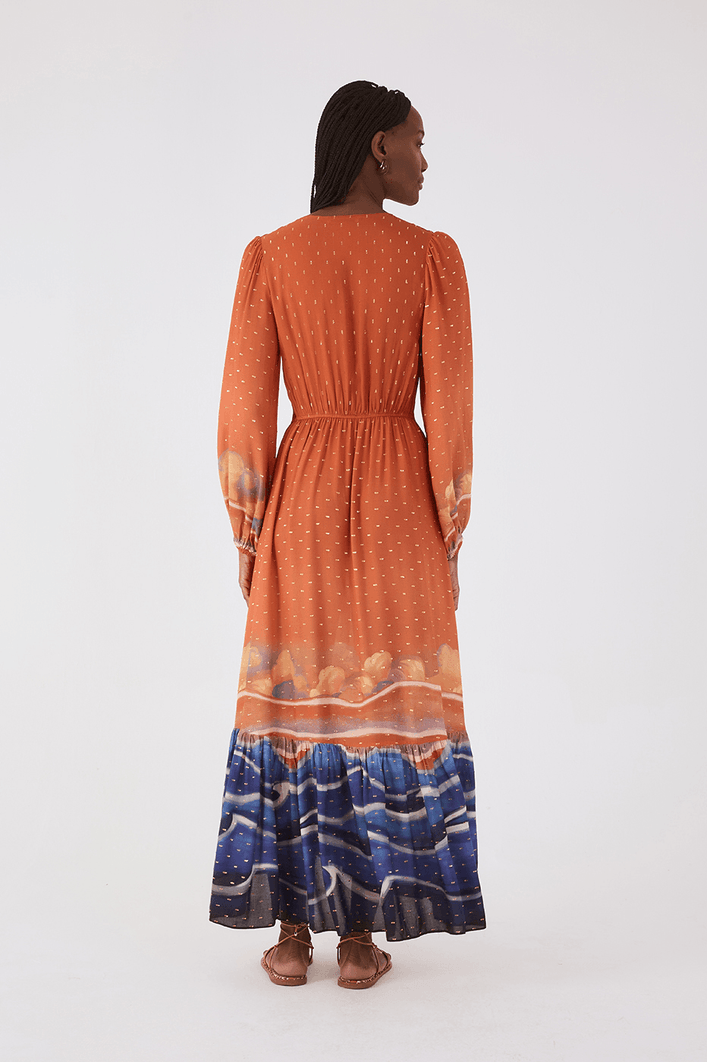Vestido Cropped Lurex Estampa Maré Alta