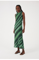 Vestido Tule Torcido Estampa Floresta
