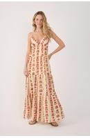 Vestido Longo Lurex Estampa Camélia