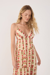 Vestido Longo Lurex Estampa Camélia