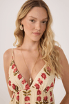 Vestido Longo Lurex Estampa Camélia
