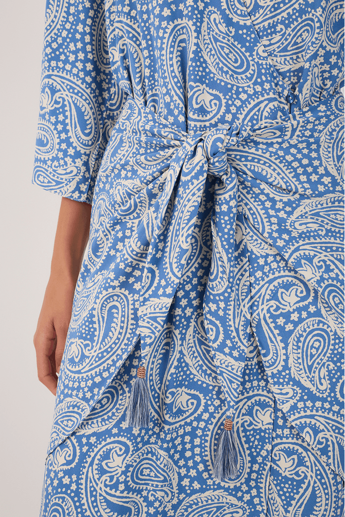 Vestido Cropped Crepe Estampa Céu Sereno