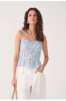 Blusa Estampa Margaridas Azul