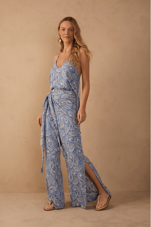 Calça Lenço Crepe Estampa Céu Sereno