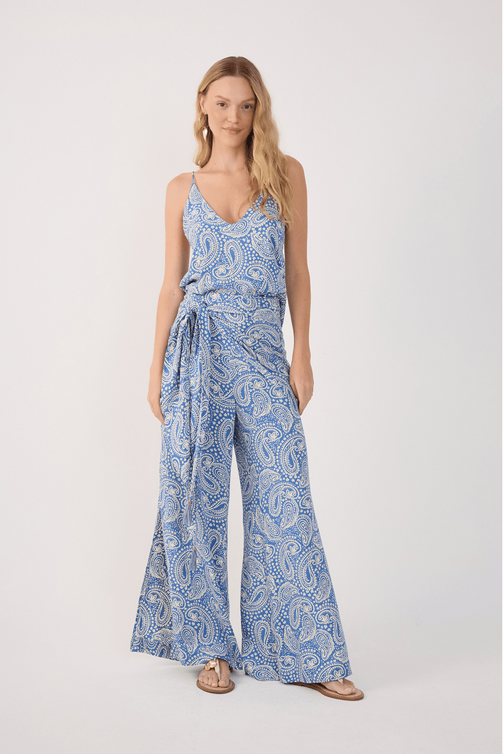 Calça Lenço Crepe Estampa Céu Sereno