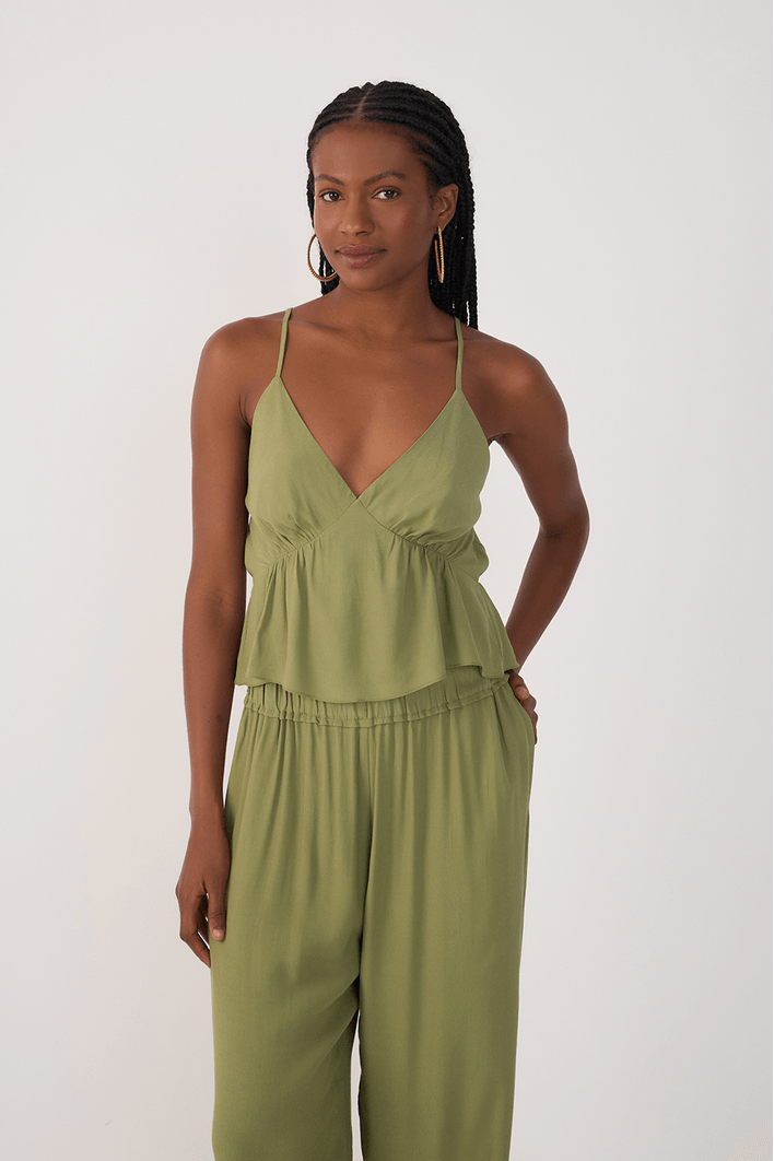 Blusa Crepe Recorte Busto