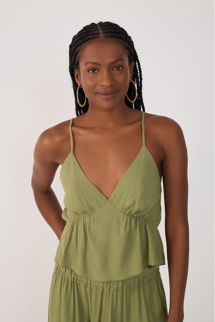 Blusa Crepe Recorte Busto