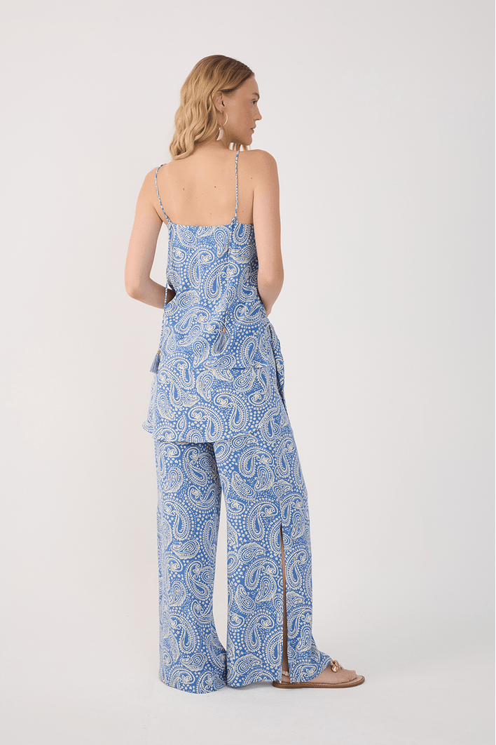 Calça Lenço Crepe Estampa Céu Sereno